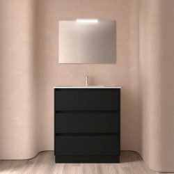 Ensemble Salle De Bains Noja 80 3 Tiroirs Black Satin - SALGAR 106252 