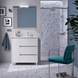 Ensemble Salle De Bains Noja 85 3 Tiroirs 1 Porte White Gloss Gauche - SALGAR 106268 