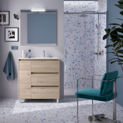 Ensemble Salle De Bains Noja 85 3 Tiroirs 1 Porte Chêne Naturel Gauche - SALGAR 106274 
