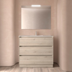 Ensemble Salle De Bains Noja 100 3 Tiroirs Chêne Naturel - SALGAR 106283 