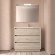 Meuble salle de bains et plan de vasque 100cm 3 tiroirs Chêne Naturel NOJA - SALGAR 106283