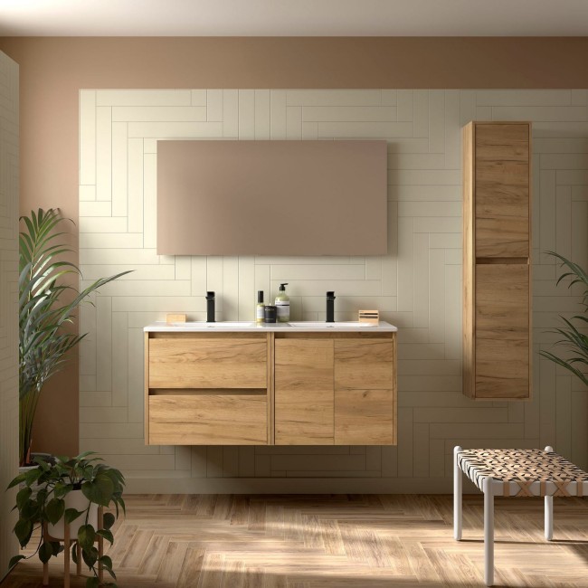 Ensemble Salle De Bains Noja 120 2 Portes 2 Tiroirs Chêne Africain - SALGAR 113425 