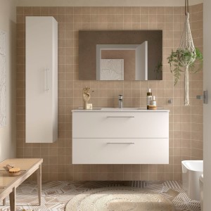 Ensemble Salle De Bains Silane 100 2 Tiroirs White Satin - SALGAR 113590 