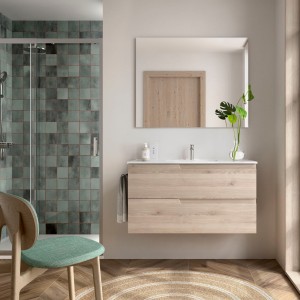 Ensemble Salle De Bains Vima 100 2 Tiroirs Chêne Naturel - SALGAR 113620 