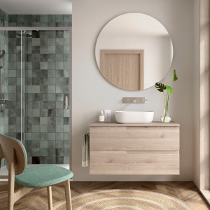 Ensemble Salle De Bains Vima 100 2 Tiroirs Chêne Naturel - SALGAR 113636 