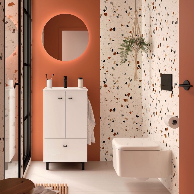 Ensemble Salle De Bains Inara 50 2 Portes 1 Tiroir Blanc Brillant - SALGAR 113718 