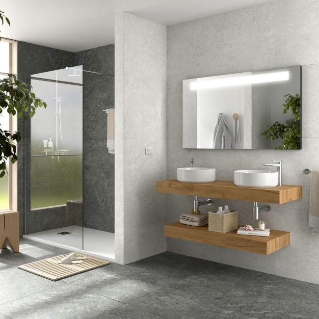 Plan De Toilette Domus 1400 Pour Plan Vasque À Poser Chêne Africain 1404 X 100 X 460 Mm - SALGAR 113893 