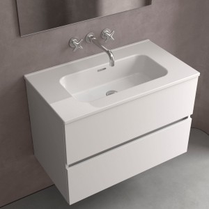 Lavabo Constanza 810 Sans Siphon Et Bonde Clic-Clac Blanc Brillant 810 X 20 X 460 Mm - SALGAR 114558 