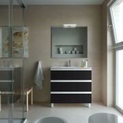 Meuble de salle de bain SPIRIT 900 3 tiroirs métalliques BLACK VELVET - SALGAR 102767 