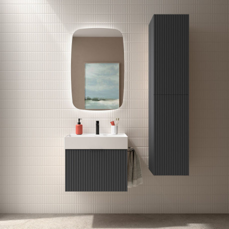 Meuble de salle de bain BIBA 600 1 tiroir et 1 tiroir intérieur anthracite mat - SALGAR 103053 