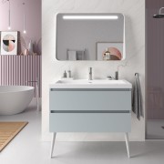 Meuble de salle de bain SPIRIT 1000 2 tiroirs métalliques Blue Fog - SALGAR 103456 