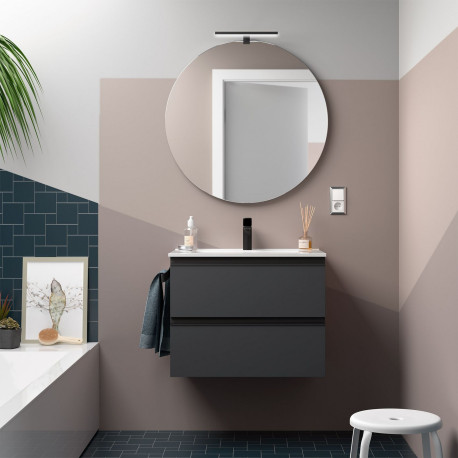Meuble de salle de bain SPIRIT 700 2 tiroirs métalliques anthracite mat - SALGAR 103465 