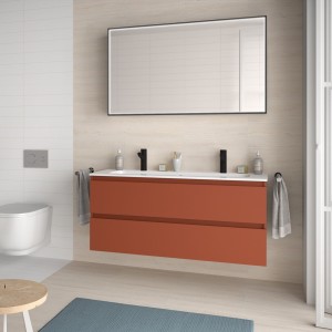 Meuble de salle de bain SPIRIT 1200 2 tiroirs métalliques TERRACOTA - SALGAR 103481 