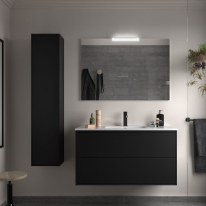 Ensemble Salle De Bains Optimus 100 2 Tiroirs Black Satin - SALGAR 104640 