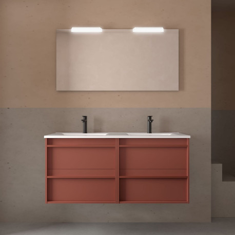 Meuble salle de bains + Vasque 120cm 4 tiroirs Red Satin ATTILA - SALGAR 104926