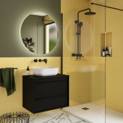 Meuble salle de bains 70cm 2 tiroirs Black Satin ATTILA - SALGAR 104947