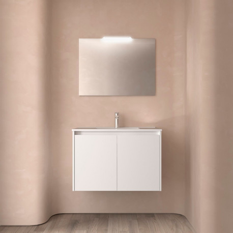 Meuble salle de bains 2 portes et vasque White Satin - SALGAR 105078