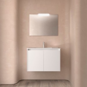 Meuble salle de bains 2 portes et vasque White Satin - SALGAR 105078