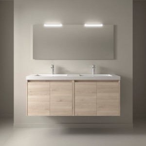 euble salle de bains et miroir 140cm 4 portes Chêne Naturel NOJA - SALGAR 105315