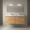 Meuble salle de bains et miroir 140cm 4 portes Chêne Africain NOJA - SALGAR 105316