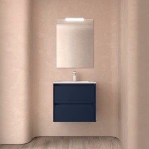 Meuble salle de bains 60cm 2 tiroirs Blue Satin NOJA - SALGAR 105375