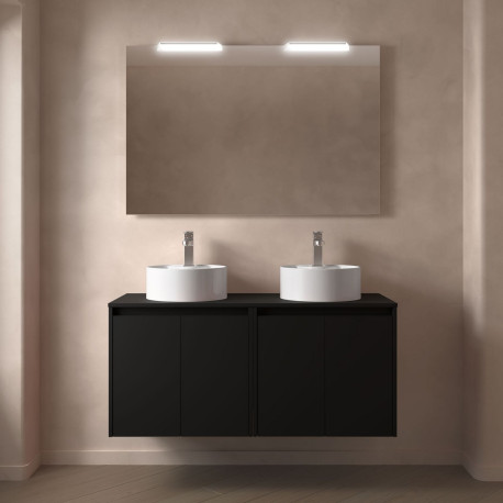 Meuble salle de bains et plan de toilette 140cm 4 portes Black Satin NOJA - SALGAR 105572