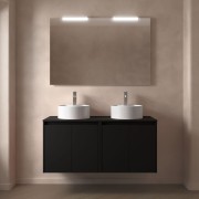 Meuble salle de bains et plan de toilette 140cm 4 portes Black Satin NOJA - SALGAR 105572