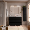 Meuble salle de bains 120cm 6 tiroirs et miroir Black Satin NOJA - SALGAR 106198