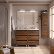 Meuble salle de bains et plan de vasque 120cm 6 tiroirs Noyer Maya NOJA - SALGAR 106294