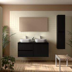 Ensemble Salle De Bains Noja 120 2 Portes 2 Tiroirs Black Satin - SALGAR 113467 