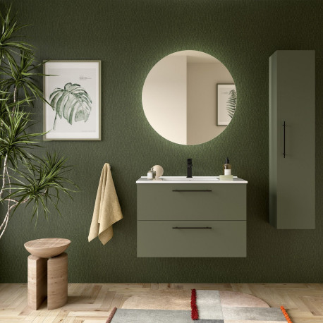 Ensemble Salle De Bains Silane 80 2 Tiroirs Green Satin - SALGAR 113587 