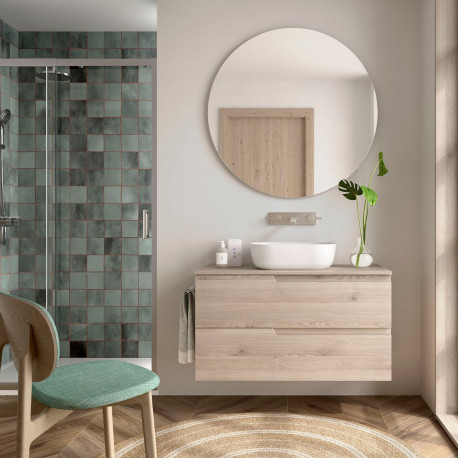 Ensemble Salle De Bains Vima 100 2 Tiroirs Chêne Naturel - SALGAR 113636 