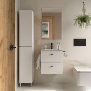 Meuble salle de bains et plan de vasque 50cm 2 tiroirs White Satin INARA - SALGAR 113674