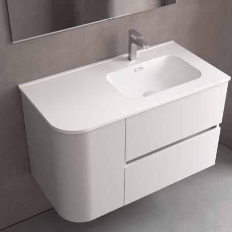Lavabo Constanza 900I Para Coquette Curva, Sans Siphon Et Bonde Clic-Clac Blanc Mat 910 X 20 X 460 Mm - SALGAR 113793 
