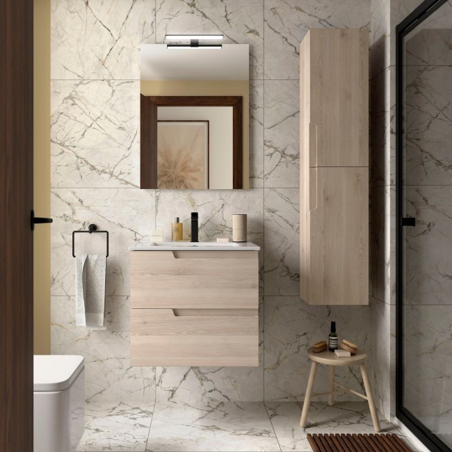 Ensemble Salle De Bains Vima 60 2 Tiroirs Chêne Naturel - SALGAR 113618 