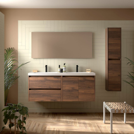 Ensemble Salle De Bains Noja 140 2 Portes 2 Tiroirs Noyer Maya - SALGAR 113464 