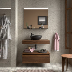 Plan De Toilette Domus 700 Pour Plan Vasque À Poser Noyer Maya 708 X 100 X 460 Mm - SALGAR 113879