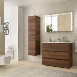 Meuble de salle de bain SPIRIT 1000 3 tiroirs métalliques NOYER MAYA - SALGAR 102780 
