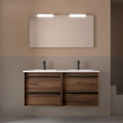 Meuble salle de bains + Vasque 120cm 4 tiroirs Noyer Maya ATTILA - SALGAR 104838