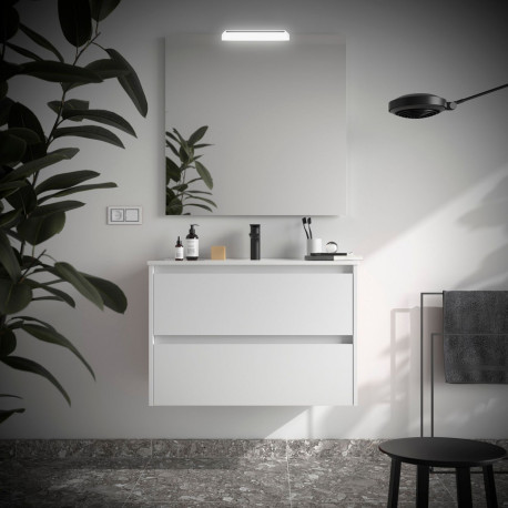 Ensemble Salle De Bains Noja 90 2 Tiroirs White Satin - SALGAR 106152 
