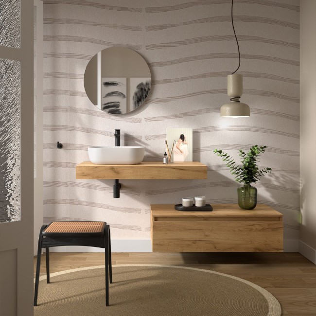 Coquette de salle de bain 100cm 1 tiroir Chêne africain Domus - SALGAR 113916