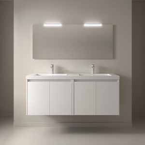 Meuble salle de bains et miroir 140cm 4 portes White Satin NOJA - SALGAR 105310