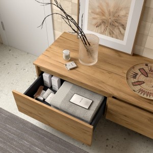 Coquette de salle de bain 100cm 1 tiroir Chêne africain Domus - SALGAR 113916