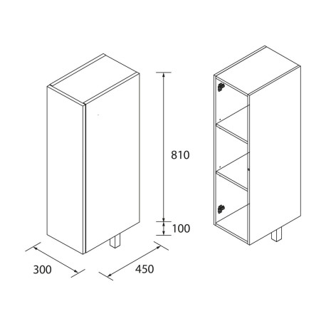 Coqueta ALLIANCE 300 réversible 1 porte avec système push CHÊNE AFRICAIN - SALGAR 103152 