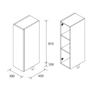 Coqueta ALLIANCE 300 réversible 1 porte avec système push CHÊNE AFRICAIN - SALGAR 103152 