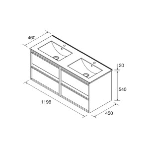 Meuble salle de bains + Vasque 120cm 4 tiroirs Noyer Maya ATTILA - SALGAR 104838