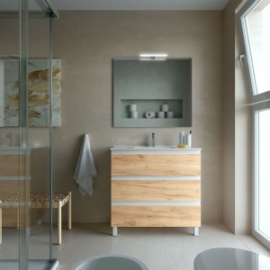 Meuble de salle de bain SPIRIT 900 3 tiroirs métalliques CHÊNE AFRICAIN - SALGAR 102776 