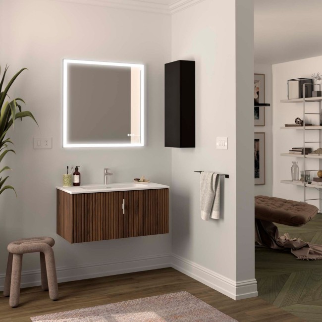 Meuble de salle de bain BIBA 900 1 tiroir et 1 tiroir intérieur NOYER MAYA - SALGAR 103016 