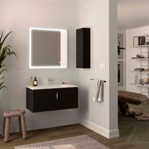 Meuble de salle de bain BIBA 900 1 tiroir et 1 tiroir intérieur BLACK VELVET - SALGAR 103036 
