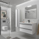 Meuble salle de bains + Vasque 100cm 2 tiroirs White Satin ATTILA - SALGAR 104823